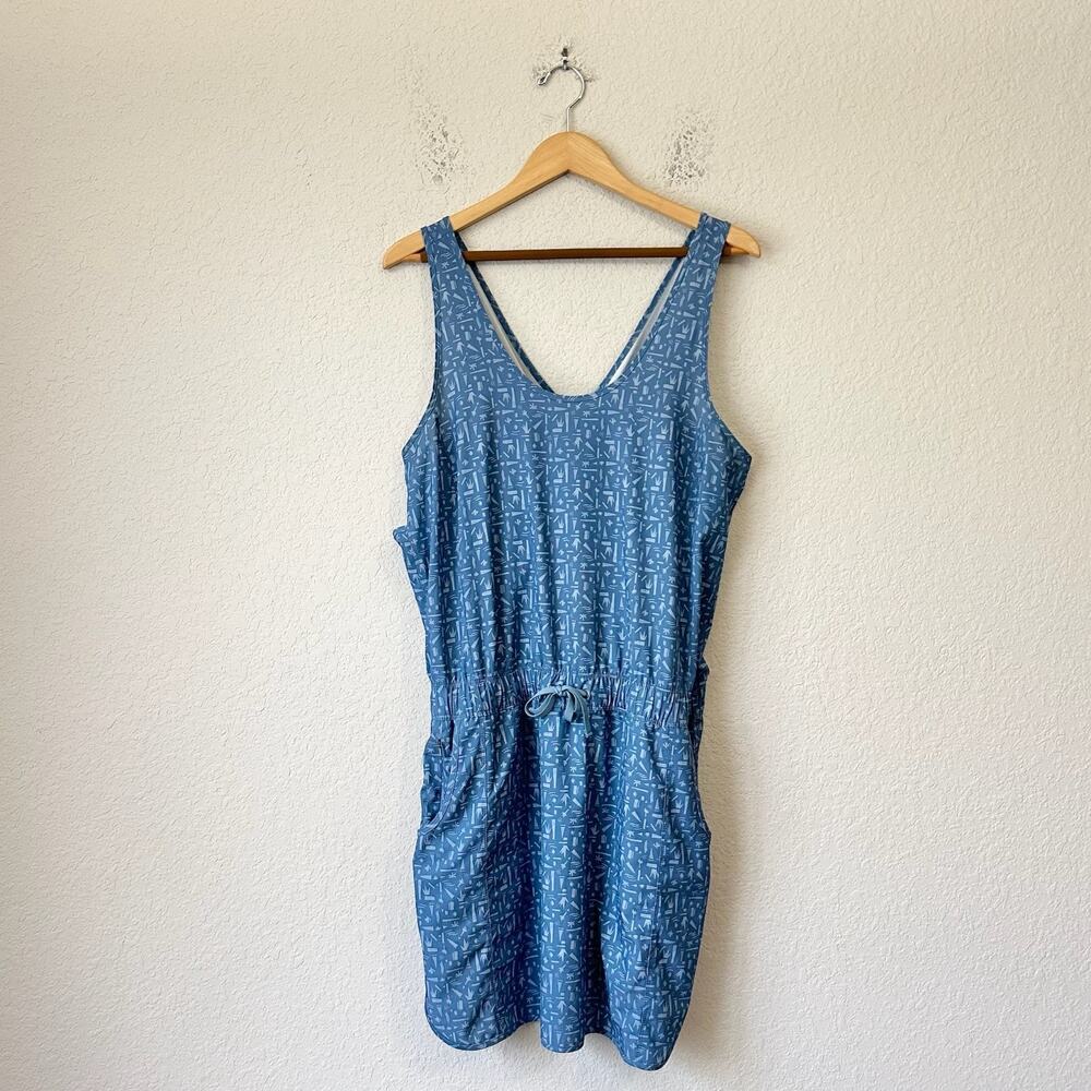 PATAGONIA Fleetwith Dress Pigeon Blue Mini Elastic Waist Crossback Boho